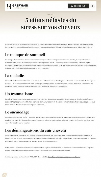 Cinq effets néfastes du stress sur les cheveux